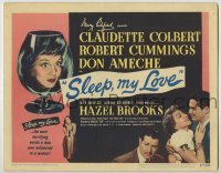 4s410 SLEEP MY LOVE TC '47 Claudette Colbert, Robert Cummings, Don Ameche, sexy Hazel Brooks!