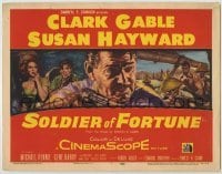 4s417 SOLDIER OF FORTUNE TC '55 art of Clark Gable with gun by sexy Susan Hayward in Hong Kong!