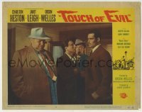 4s952 TOUCH OF EVIL LC #3 '58 Mexican Charlton Heston glaring at fat rumpled Orson Welles!