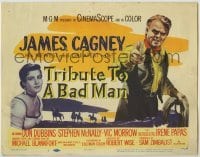 4s483 TRIBUTE TO A BAD MAN TC '56 great art of cowboy James Cagney, pretty Irene Papas!