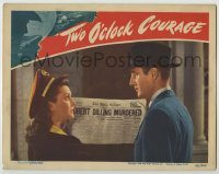 4s955 TWO O'CLOCK COURAGE LC '44 Tom Conway & Ann Rutherford stare at newspaper murder headline!