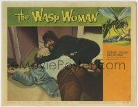 4s968 WASP WOMAN LC #4 '59 great image of female insect-headed monster attacking guy on floor!