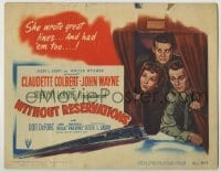 4s509 WITHOUT RESERVATIONS TC '46 art of John Wayne, Claudette Colbert & Don DeFore + train!