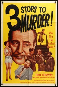 4t007 3 STOPS TO MURDER 1sh '53 Tom Conway, Mila Parely, English!