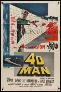 4t013 4D MAN 1sh '59 cool special effects image of Robert Lansing putting hand through metal!