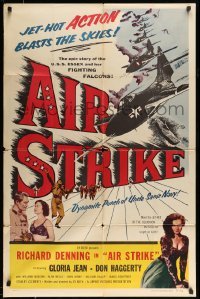 4t029 AIR STRIKE 1sh '55 Uncle Sam's dynamite Navy, jet-hot ACTION blasts the skies!