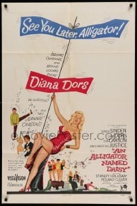4t039 ALLIGATOR NAMED DAISY 1sh '57 artwork of sexy Diana Dors in skimpy outfit, Jean Carson!