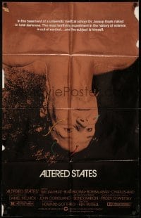 4t040 ALTERED STATES foil 25x40 1sh '80 William Hurt, Paddy Chayefsky, Ken Russell, sci-fi!
