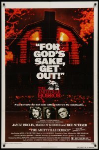 4t050 AMITYVILLE HORROR 1sh '79 great image of haunted house, for God's sake get out!