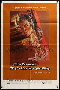 4t054 ANY WHICH WAY YOU CAN 1sh '80 cool artwork of Clint Eastwood & Clyde by Bob Peak!