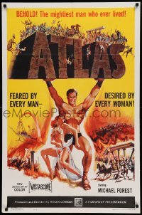 4t058 ATLAS 1sh '61 great artwork of mightiest gladiator Michael Forest!