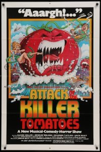 4t059 ATTACK OF THE KILLER TOMATOES 1sh '79 wacky monster artwork by David Weisman!