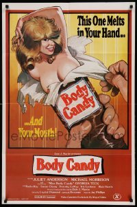 4t121 BODY CANDY video/theatrical 25x38 1sh '80 John Holmes, Juliet Anderson, fantastic sexy artwork