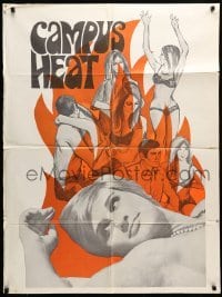 4t163 CAMPUS HEAT 1sh '69 cool fire art, Susan Kline, Mary Moore, Jean Marker, and Anne Baxter?