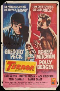 4t168 CAPE FEAR Spanish/US 1sh '62 Gregory Peck, Robert Mitchum, Polly Bergen, noir, Terror!