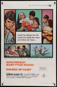 4t180 CHANGE OF HABIT 1sh '69 Dr. Elvis Presley, pretty Mary Tyler Moore as nun!