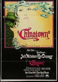 4t190 CHINATOWN 1sh '74 art of Jack Nicholson & Faye Dunaway by Jim Pearsall, Polanski