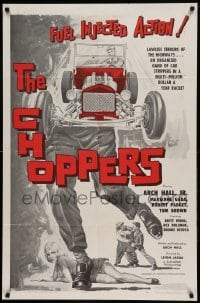 4t192 CHOPPERS 1sh '62 cool art of punk stealing hot rod, lawless terrors of the highways!