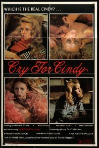 4t217 CRY FOR CINDY 2-sided 23x35 1sh '76 Anthony Spinelli directed, Amber Hunt sexploitation!