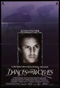 4t226 DANCES WITH WOLVES DS 1sh '90 Kevin Costner directs & stars, image of buffalo!