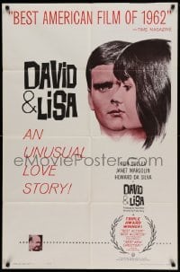 4t236 DAVID & LISA 1sh '63 Kier Dullea, Frank Perry mental hospital drama!