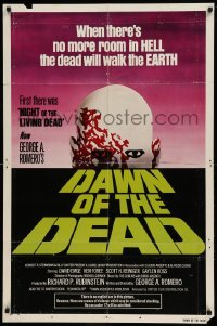 4t237 DAWN OF THE DEAD 1sh '79 George Romero, no more room in HELL, rare green title design!