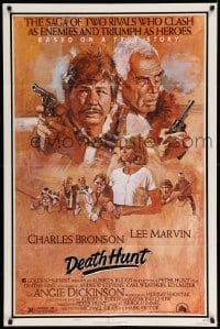 4t243 DEATH HUNT style B 1sh '81 artwork of Charles Bronson & Lee Marvin with guns by John Solie!