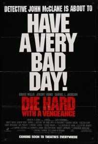 4t259 DIE HARD WITH A VENGEANCE int'l advance 1sh '95 Det. McClane is about to have a very bad day!