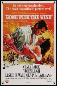 4t385 GONE WITH THE WIND 1sh R89 Terpning art of Gable carrying Leigh over burning Atlanta!