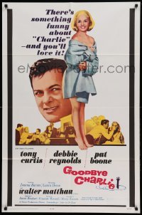 4t389 GOODBYE CHARLIE 1sh '64 Tony Curtis, sexy barely-dressed Debbie Reynolds, Pat Boone!