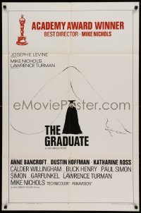 4t394 GRADUATE style B 1sh '68 classic image of Dustin Hoffman & sexy leg, Anne Bancroft!
