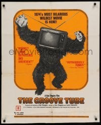 4t403 GROOVE TUBE 1sh '74 Chevy Chase, like TV's Saturday Night Live, wild image of gorilla w/tv!