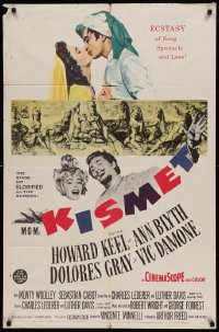 4t495 KISMET 1sh '56 Howard Keel, Ann Blyth, ecstasy of song, spectacle & love!