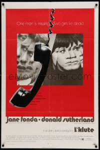 4t500 KLUTE 1sh '71 Donald Sutherland & Jane Fonda, dangling telephone, rare alternative style!