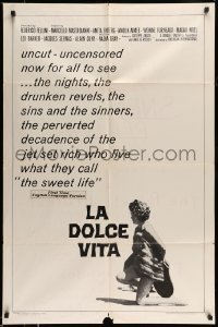 4t505 LA DOLCE VITA 1sh R66 Federico Fellini, Marcello Mastroianni, Ekberg, sexy Anouk Aimee!
