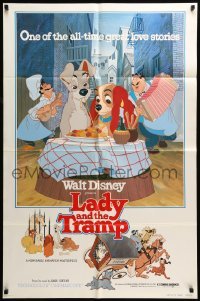 4t509 LADY & THE TRAMP 1sh R80 Walt Disney romantic canine dog classic cartoon!