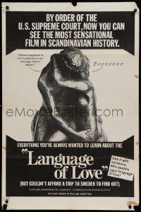 4t515 LANGUAGE OF LOVE 1sh '71 Swedish sex, the film they tried to ban!