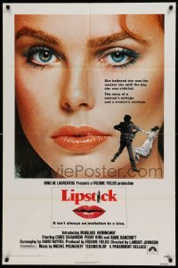 4t536 LIPSTICK 1sh '76 super close up of sexy Margaux Hemingway, the story of a woman's revenge!