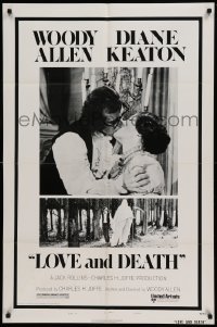4t543 LOVE & DEATH style B 1sh '75 Woody Allen & Diane Keaton romantic kiss close up!