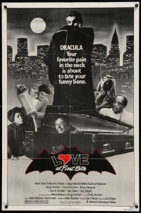 4t545 LOVE AT FIRST BITE 1sh '79 AIP, wacky vampire image of George Hamilton as Dracula!