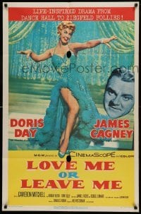 4t546 LOVE ME OR LEAVE ME 1sh '55 full-length sexy Doris Day as Ruth Etting, James Cagney!