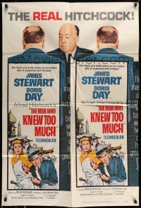 4t554 MAN WHO KNEW TOO MUCH/TROUBLE WITH HARRY 1sh '63 Alfred Hitchcock double-feature!