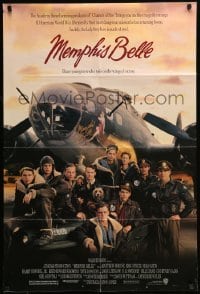 4t573 MEMPHIS BELLE 1sh '90 Matt Modine, Sean Astin, cool cast portrait by WWII B-17 bomber!