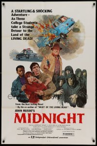 4t576 MIDNIGHT 1sh '82 John Russo, students take a strange detour to the land of the living dead!