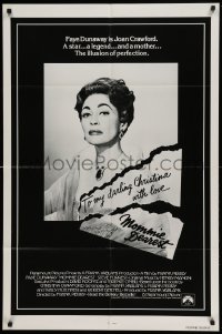 4t585 MOMMIE DEAREST int'l 1sh '81 portrait of Faye Dunaway as legendary actress Joan Crawford!