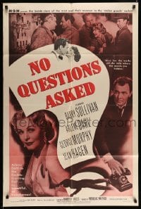 4t615 NO QUESTIONS ASKED 1sh '51 treacherous Arlene Dahl is a double-crossing doll, Barry Sullivan