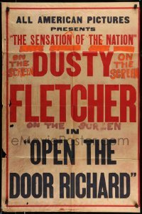 4t629 OPEN THE DOOR RICHARD 1sh '45 the sensation of the nation Dusty Fletcher!