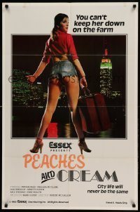4t649 PEACHES & CREAM 25x38 1sh '82 you can't keep sexy country girl Annette Haven on the farm!