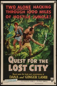 4t693 QUEST FOR THE LOST CITY style A 1sh '54 2 alone hacking through 100 miles of Mayan jungle!