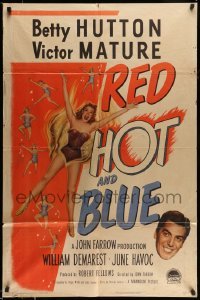 4t702 RED, HOT & BLUE style A 1sh '49 sexy dancer Betty Hutton in skimpy outfit, Victor Mature